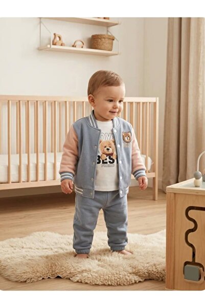 EFEYOO 3'LÜ BEAR AYI NAKIŞLI ERKEK BEBEK TAKIM baskılı body 6,12,18,24 ay yen...