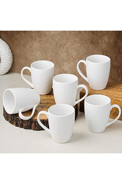 The Earth Store Ceramic Handcrafted Microwave Safe White Check Coffee/Milk/Be...