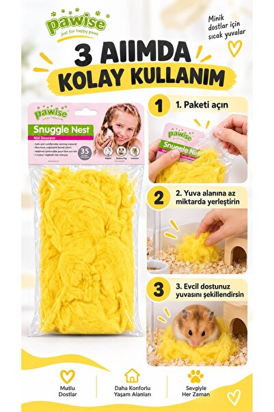 cdk Hamster ve Guinea Pig Yuva Yapım Malzemesi Sarı 35 gr