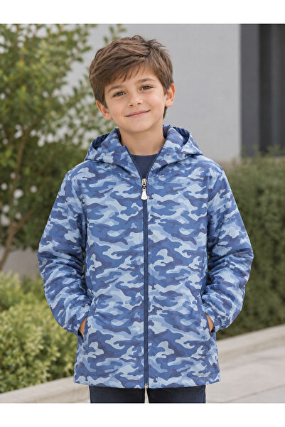 Else Bebe 5-8 Yaş Erkek Çocuk Kamuflaj Yağmurluk