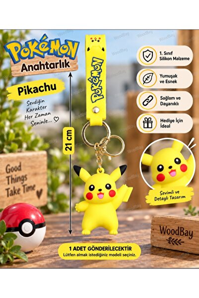 WoodBay Pokémon Pikachu Raichu Silikon Anahtarlık 21 cm – Çanta ve Anahtar Sü...
