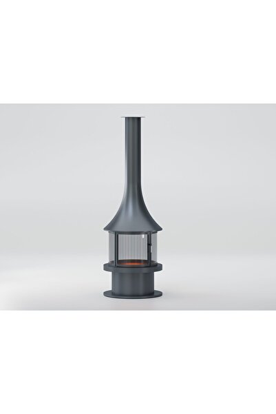 Yuvarlak Camlı Model Orta Şömine 90X90