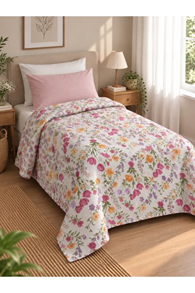 ZIY Collection Home Series Çiçek Desenli Tek Kişilik Pamuklu Pike 160x220cm