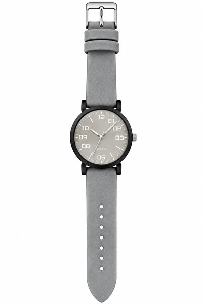 Generic Brand ساعة جلد رمادي بتصميم عصري LOOSTER TIME