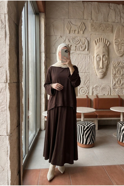 Kirazca Butik Ženski hijab set od dva dela, široka tunika sa dugim rukavima i...