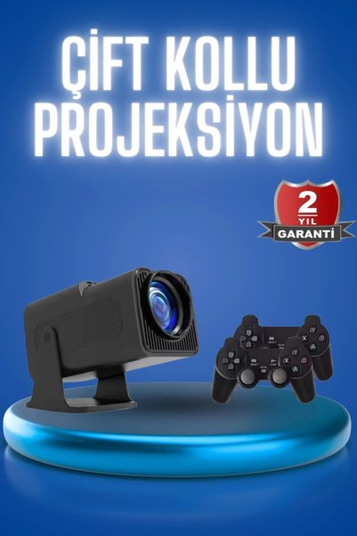 EGE YAPI Android Projeksiyon Siyah Taşınabilir Sinema Projektörü 4k 1080p Ev Sineması Bluetooth