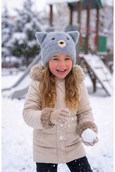 LAGRANZE Fluffy, Figured Children's Beret for Girls Aged 4-8