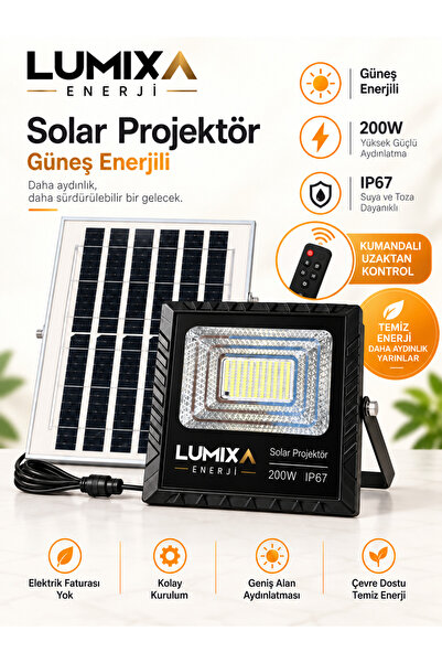 LUMIXA ENERJİ 200W-Kumandalı Solar-Güneş Enerjili-Led Projektör