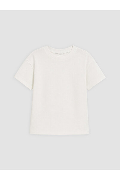 LC Waikiki Two Mt Shop Quality Lcw Baby Ecru Oval Collar Baby Boy T-Shirt