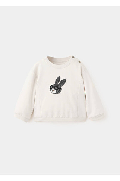 MANGO Baby Pamuklu dokulu çizimli sweatshirt