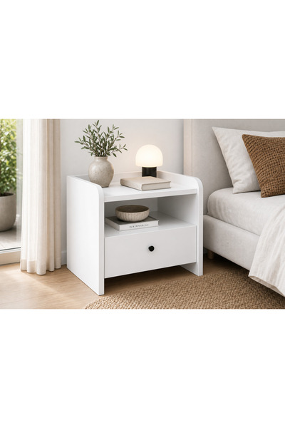 GaniHome Asya Modern Çekmeceli ve Raflı Komodin