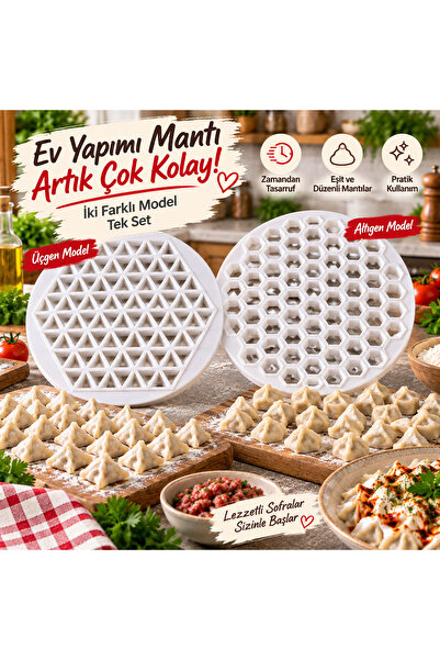 Akyüz Plastik Set of 2 Dumpling Molds 41 cm |   Triangle + Hexagon Dumpling M...