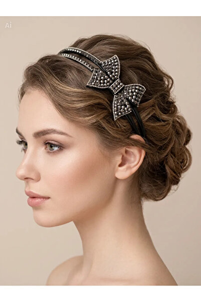 EVREUX Stylish Plastic Crown with Crystal Stone Bow Detail
