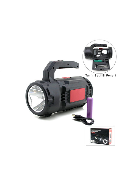 la boom 2In1 19Pcs = Tamir - Hırdavat Seti El Fener - Projektör Led + Cob Usb - Type-C - Pil Şarjlı Hs-310 B