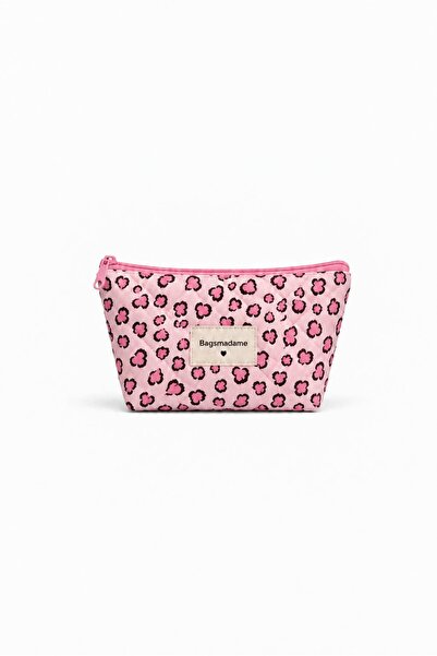 BagsMadame Pink Leopard Patterned Single Compartment Pen Holder Makeup Bag Pe...