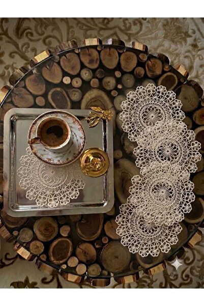 MRK Wosso Model 6 Pieces Tulle Lace Cocktail Napkin Coaster Presentation Napkin
