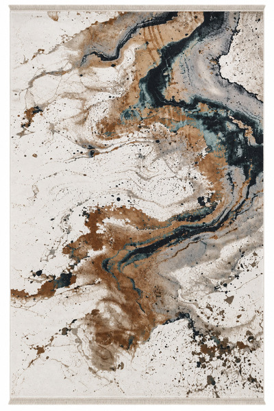 OEM Covor modern Eliza Ivory Caramel Petrol, abstract marmorat, 200 x 300 cm