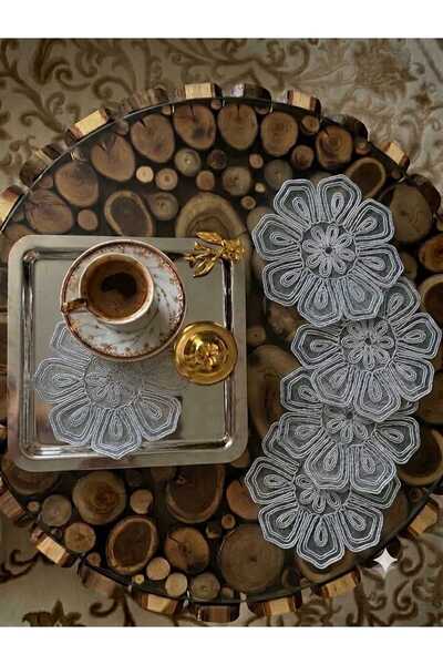 MRK Model Wosso 6 Pieces Tulle Lace Cocktail Napkin Coaster Presentation Napk...