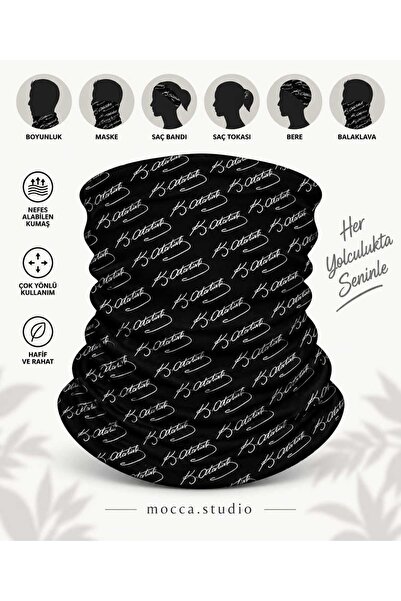 Atatürk imzası Buff Boyunluk Bandana Maske – Motorcu Outdoor Çok Amaçlı Boyunluk