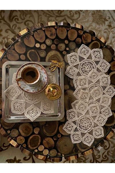 MRK Wosso Model 6 Pieces Tulle Lace Cocktail Napkin Coaster Presentation Napkin