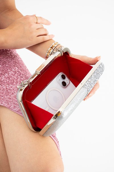 efnanstore Half Stone Patterned Evening Clutch Bag