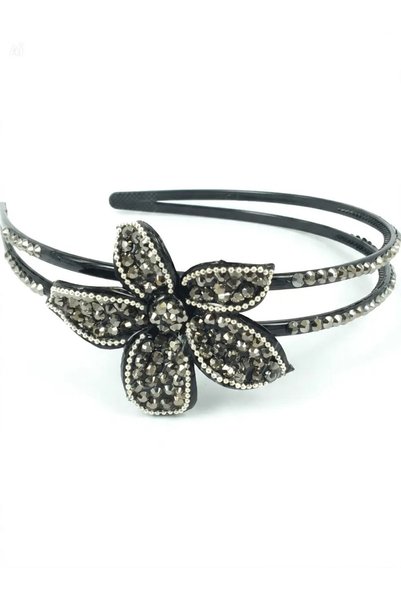 EVREUX Stylish Plastic Crown with Crystal Stone Flower Detail