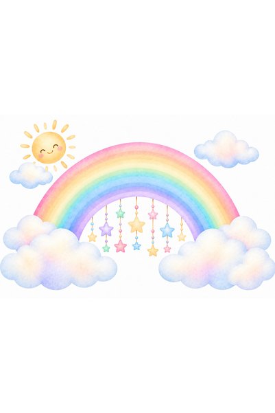 MaisonVelinCo Rainbow Cloud Children's Room Wall Sticker Set – Removable Self-Adhesive Decor