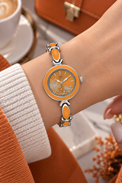 Q&Q Women's Wristwatch Orange Color Casual and Stylish Combination Gift Boxed