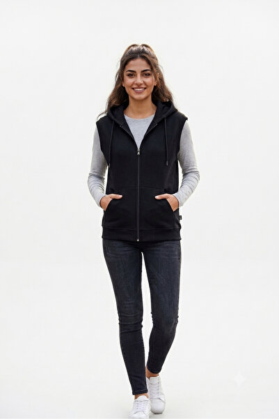LYZALÜXEN Women's Vest Nai̇f Cotton Zippered Vest
