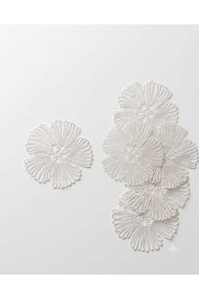 MRK Model Wosso 6 Pieces Tulle Lace Cocktail Napkin Coaster Presentation Napkin White