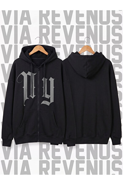 Vordevia Ny Printed Unisex Zippered Hooded Sweatshirt Cardigan