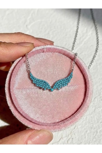 Dem Accessory mavi melek kanadı kolye