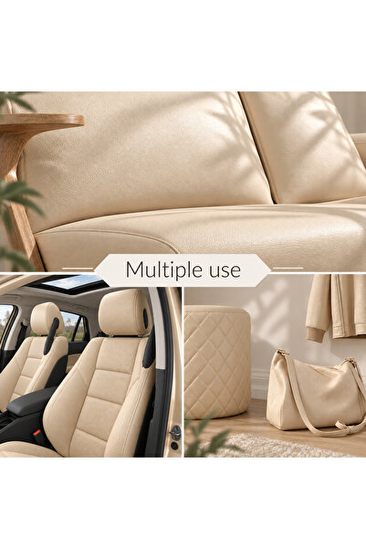 LUXER Folie Piele Ecologică Autoadezivă Crem Deschis, Rolă XXL 85 x 300 cm – Reconditionare și Retapițare Canapea, Fotolii, Scaune, Interior Auto
