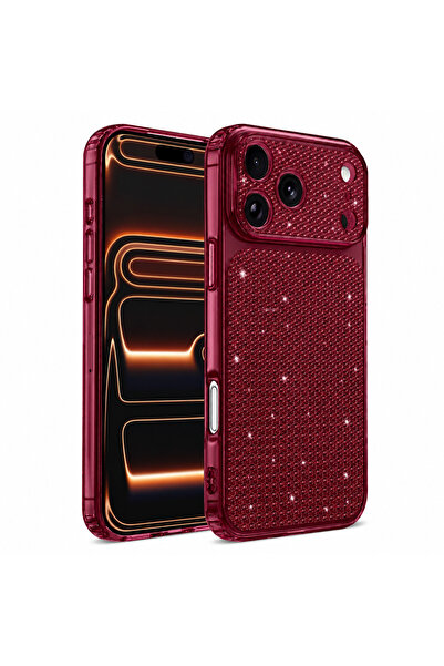 EDELFU iPhone 18 PRO / 17 PRO uyumlu - Crystal Flex Şeffaf Silikon Simli Görü...