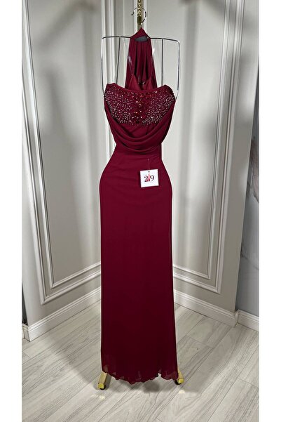 Boutique 219 فستان سهرة برغندي انيق