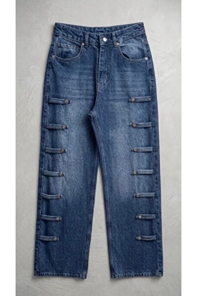 Köstebek Wide Leg Loose-Fit Jeans with Button Detail on the Sides