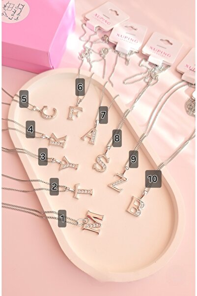 MİLUNXTE Xuping Necklace Women's Silver Color Steel Shiny Zircon Stone Letter...