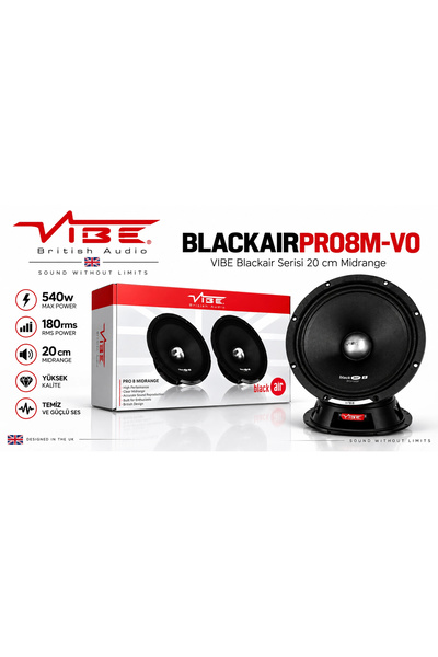 VİBE 20cm Midrange - 540W 180RMS Midrange - BLACKAIRPRO8M Blackair Serisi 20 ...