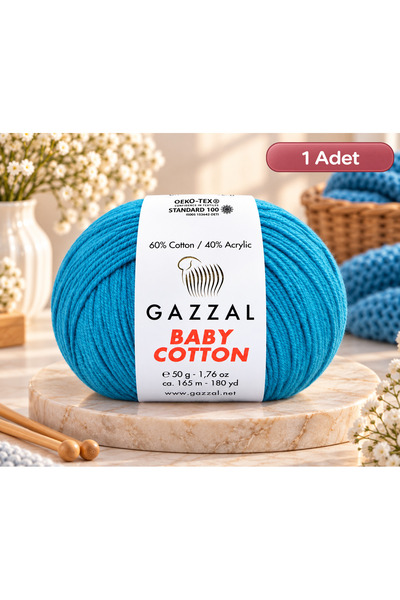 Gazzal Baby Cotton Pamuklu El Örgü İpi 3428 Açık Petrol - Amigurumi ve Bebek ...