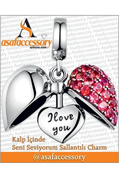 Generic Brand I Love You in My Heart Dangle Charm Silver
