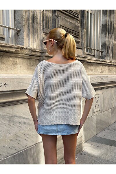 Şeker Portakalım T3379 Mesh Knit Sweater with Lace on the Bottom