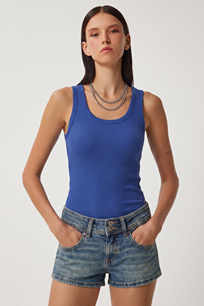 Lovelyİstanbul Ribbed Thick Strap Knitted Undershirt Lhj0001 Dark Blue