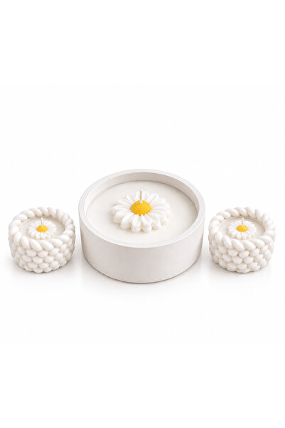 Karvia Aqua Marin Kokulu 3'lü Büyük + Mini Örgü Kokulu Beton Mum Set - El yapımı