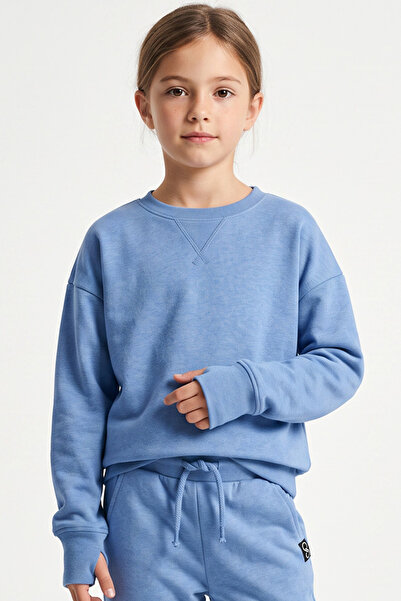 Colorinas Comfy V Crew Neck Finger-Loop Sweatshirt