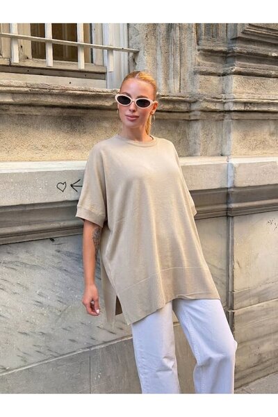 Şeker Portakalım T3390 Long Knit Sweater with Side Slits