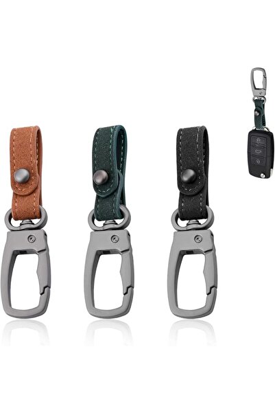Bukela 3 Pcs PU Leather Keychain, Heavy-Duty Metal Key Clip, Durable Car Key ...