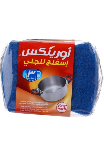 Orinex Spong Cleaner Scouring, 3 Pieces , Multi-Colors