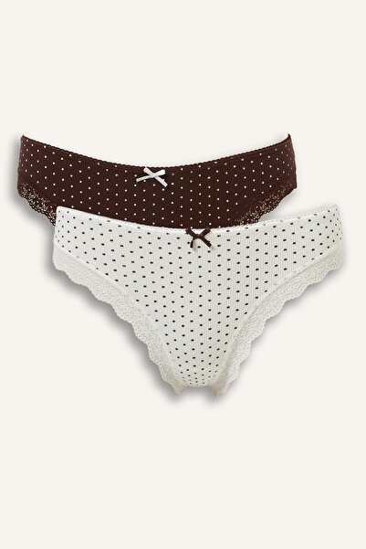 DeFacto Lace Detailed Ribbed 2-Piece Slip Panties I4410Ax26Au