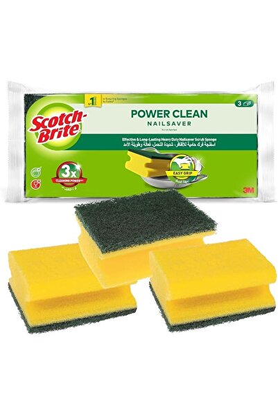 Scotch Brite Scotch-Brite Heavy Duty Classic Nail Saver Scrub Sponge, 3 units...