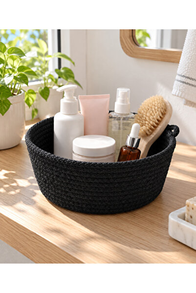 ÖRGÜM Jute Wicker Look Multi-Purpose Decorative Basket Bathroom Organizer Sto...